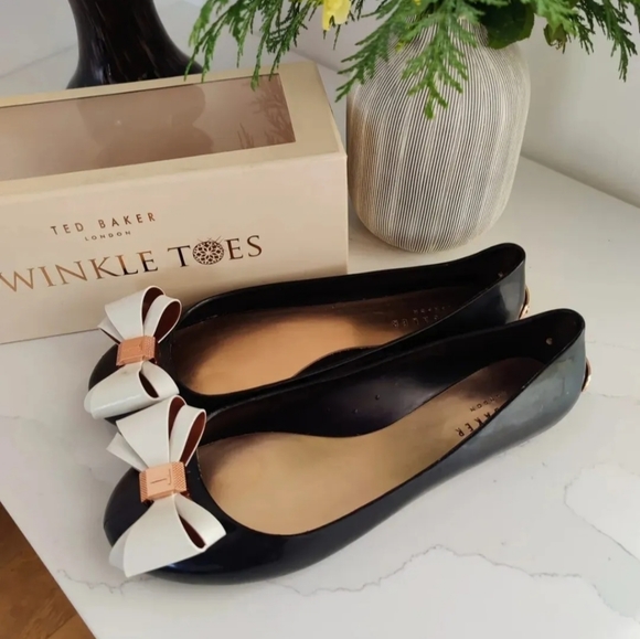 TED BAKER Bow Flats Slip On Shoes Ballerina Pumps UK6 EU439 Black Cream £55 - Picture 6 of 11